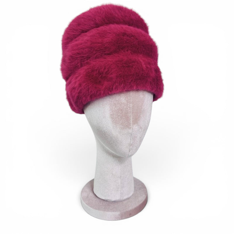 Vintage 60's Cranberry Kiss Angora Fur Statement Hat by Christine Original