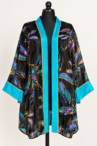 Night Flight: Bob Mackie Wearable Art Silk Dragonfly Kimono Jacket