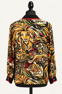 Bob Mackie Wearable Art Silk Wild Cat Blouse — Circa 1990s