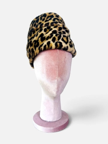 Wild Elegance | Vintage Gimbels Leopard Faux Fur Print Hat