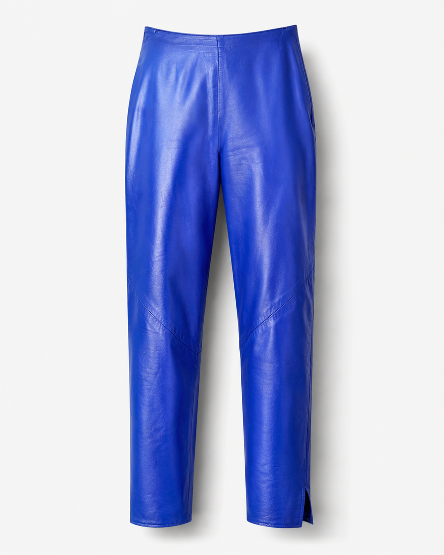 Electric Blue | Vintage Vakko 80s Lamb Leather Pants