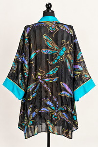 Night Flight: Bob Mackie Wearable Art Silk Dragonfly Kimono Jacket