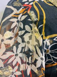 Oscar de la Renta Boutique 70's Floral Tribal Metallic Dress - Wounded Bird
