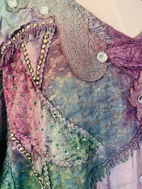 Judith Ann Creations Hand-Dyed Metallic and Rhinestone Embellished Rayon Lounge Dress Caftan