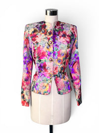 90s Vintage Ursula Baroque Jewel Bloom Blazer with Statement Buttons M/L