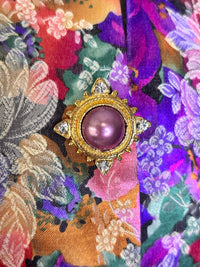 90s Vintage Ursula Baroque Jewel Bloom Blazer with Statement Buttons M/L