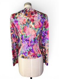 90s Vintage Ursula Baroque Jewel Bloom Blazer with Statement Buttons M/L