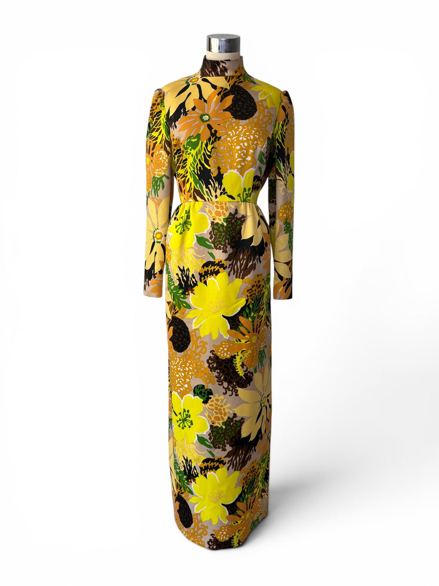 The Flower Child Heiress | Vintage Miss Magnin Floral Maxi 1960's 1970's Dress