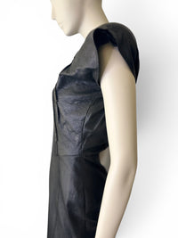 Vintage 80s Dali Melamé Leather Power Dress | Rhinestone Warrior Mini