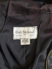 Vintage 80s Dali Melamé Leather Power Dress | Rhinestone Warrior Mini