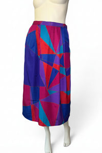 Anthony Sicari Vintage Geometric Abstract Skirt & Top Set | Electric Jewel Tones