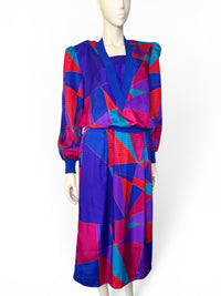 Anthony Sicari Vintage Geometric Abstract Skirt & Top Set | Electric Jewel Tones