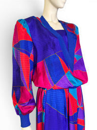 Anthony Sicari Vintage Geometric Abstract Skirt & Top Set | Electric Jewel Tones