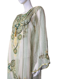 Emerald Oasis Vintage Late 1970s–Early 1980s Embellished Beaded Caftan