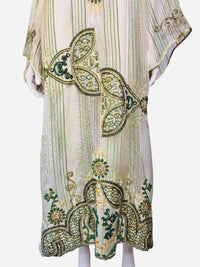 Emerald Oasis Vintage Late 1970s–Early 1980s Embellished Beaded Caftan