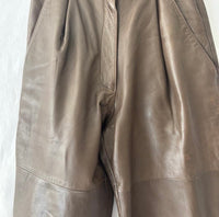 Vintage Tannery West Chocolate Leather Pants | High Waisted Soft 80s Leather Trousers