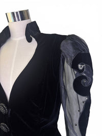 Midnight Drama | Vintage Karen Okada Velvet Illusion Sleeve Statement Jacket