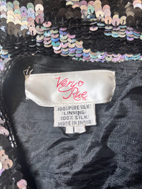 Vintage Silver and Black Zebra Silk and Aurora Borealis Sequin Statement Jacket