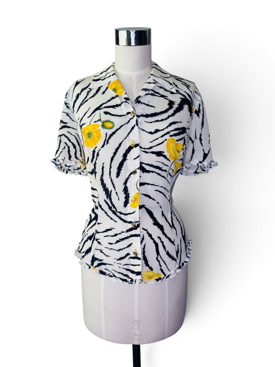 Escada Wildflower Zebra Silk Blouse | Made in Germany