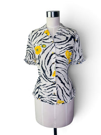 Escada Wildflower Zebra Silk Blouse | Made in Germany