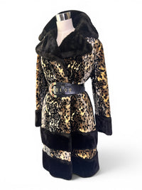 Vintage 1960s Animal Print Faux Fur Jacket Coat – Mod Glam Statement Piece