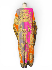 Vintage J. Peterman Bold Cotton Baroque Leopard Statement Kaftan