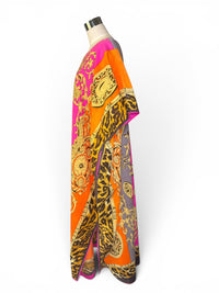 Vintage J. Peterman Bold Cotton Baroque Leopard Statement Kaftan