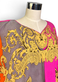 Vintage J. Peterman Bold Cotton Baroque Leopard Statement Kaftan