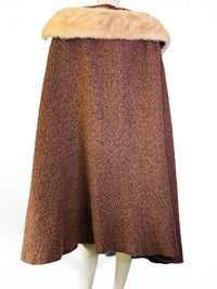 MCM Macauley Ltd. Wool Bouclé Cape with Mink Fur Collar | Dramatic Swing Silhouette