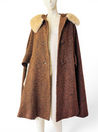 MCM Macauley Ltd. Wool Bouclé Cape with Mink Fur Collar | Dramatic Swing Silhouette