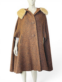MCM Macauley Ltd. Wool Bouclé Cape with Mink Fur Collar | Dramatic Swing Silhouette