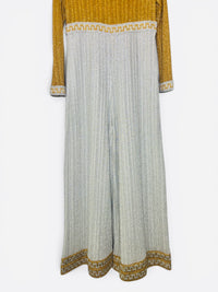 Late 1970s Mr. Mort by Stan Herman metallic Grecian-inspired palazzo jumpsuit