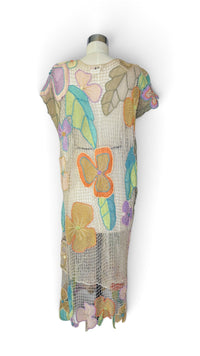 Pastel Floral Reverie I 1980s Lim’s Shanghai Hand-Crocheted Cotton Dress