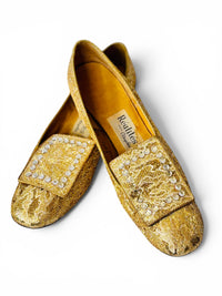 All That Glitters | Vintage 1960s Metallic Brocade Rhinestone Kitten Heels
