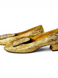 All That Glitters | Vintage 1960s Metallic Brocade Rhinestone Kitten Heels