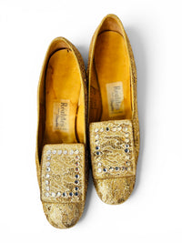 All That Glitters | Vintage 1960s Metallic Brocade Rhinestone Kitten Heels
