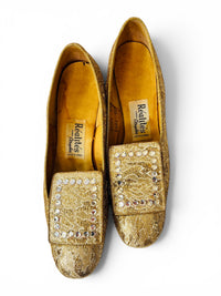 All That Glitters | Vintage 1960s Metallic Brocade Rhinestone Kitten Heels