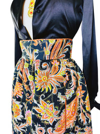 Gilded Paisley I 1970s Quilted Hostess Maxi Skirt