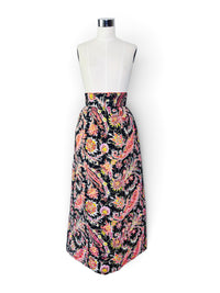 Gilded Paisley I 1970s Quilted Hostess Maxi Skirt