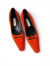 L.K. Bennett London Neon Orange Calf Hair Kitten Heels | Made in Italy | Size 39.5