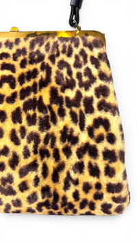 1960s Leopard Calf Hair Handbag with Tortoiseshell Frame