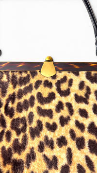 1960s Leopard Calf Hair Handbag with Tortoiseshell Frame
