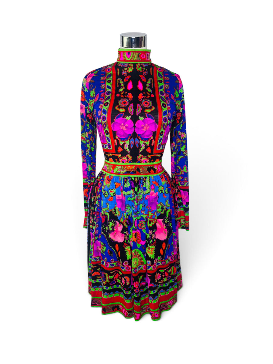 Electric Eden I Circa 1970 Leonard Paris Italian-Made Psychedelic Floral Dress