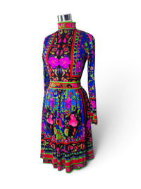 Electric Eden I Circa 1970 Leonard Paris Italian-Made Psychedelic Floral Dress