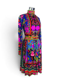 Electric Eden I Circa 1970 Leonard Paris Italian-Made Psychedelic Floral Dress