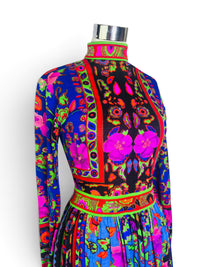 Electric Eden I Circa 1970 Leonard Paris Italian-Made Psychedelic Floral Dress