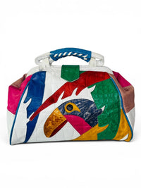 Pretty Bird! Vintage 80s Leather Tropical Parrot Statement Bag Made in the USA