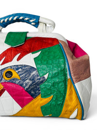 Pretty Bird! Vintage 80s Leather Tropical Parrot Statement Bag Made in the USA