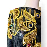 Vintage 1980s Creative Creations Beaded Rhinestone Sequin Disco Top