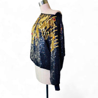 Vintage 1980s Creative Creations Beaded Rhinestone Sequin Disco Top